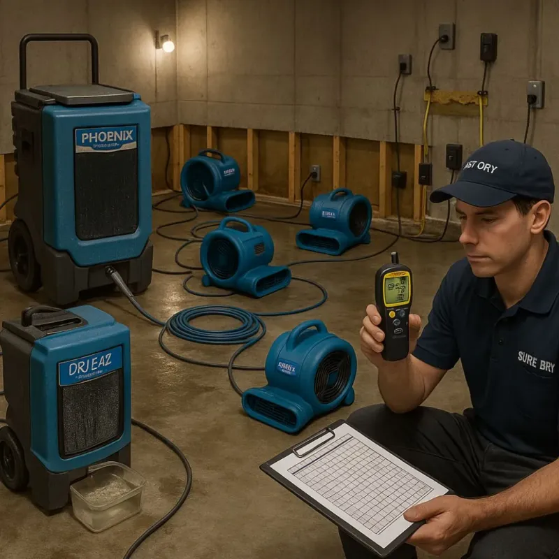 Structural Drying and Dehumidification process in Hawkinsville, GA